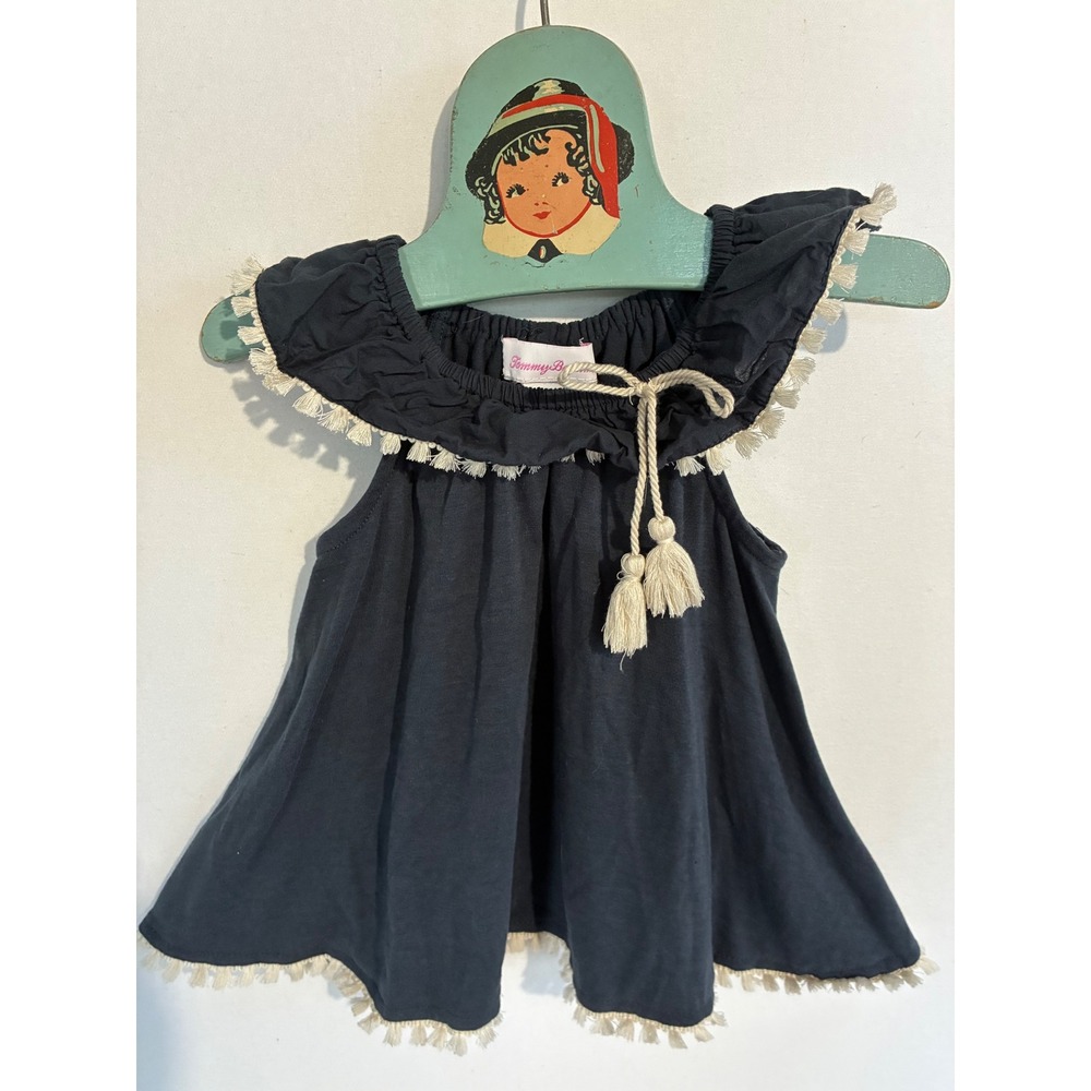Tommy Bahama Top Ruffle Fringe Tassel Girls 18M Navy Blue Excellent